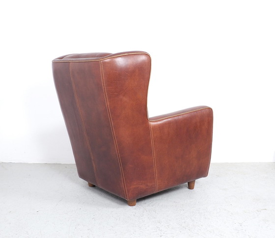 Image 1 of Baxter coganc leren vintage fauteuil Bergère