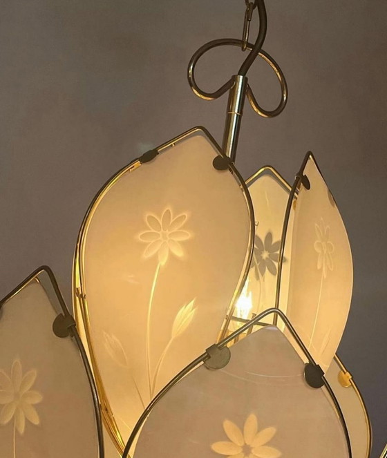 Image 1 of Extravagante luxe bijzondere glazen geslepen Lotus hanglamp