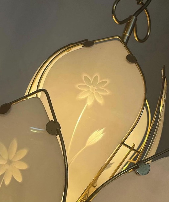 Image 1 of Extravagante luxe bijzondere glazen geslepen Lotus hanglamp