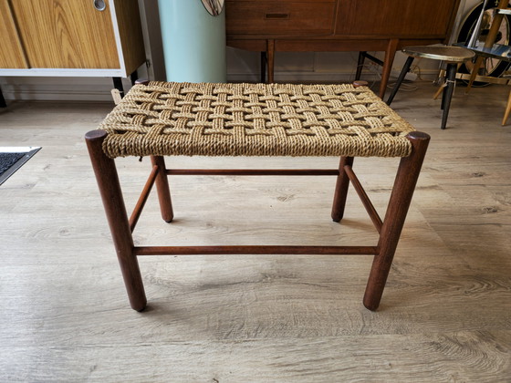 Image 1 of Vintage Papercord Kruk Krukje Voetenbankje Bankje