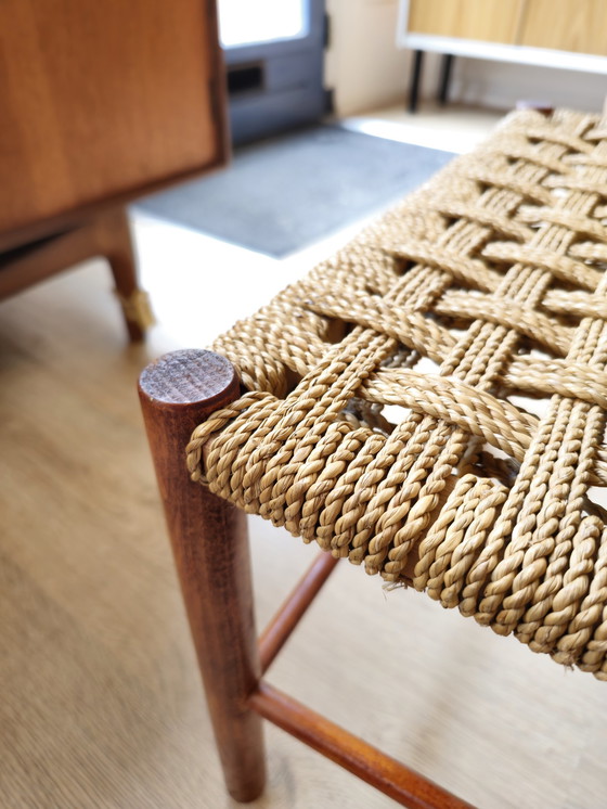 Image 1 of Vintage Papercord Kruk Krukje Voetenbankje Bankje