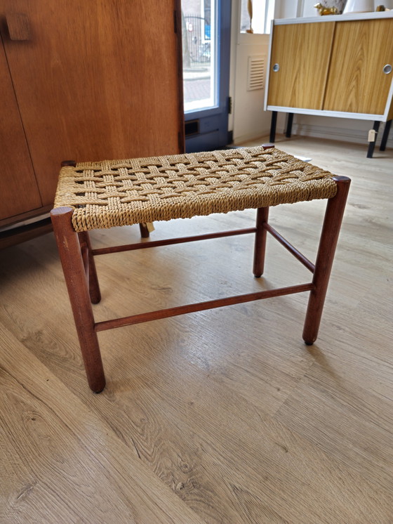 Image 1 of Vintage Papercord Kruk Krukje Voetenbankje Bankje