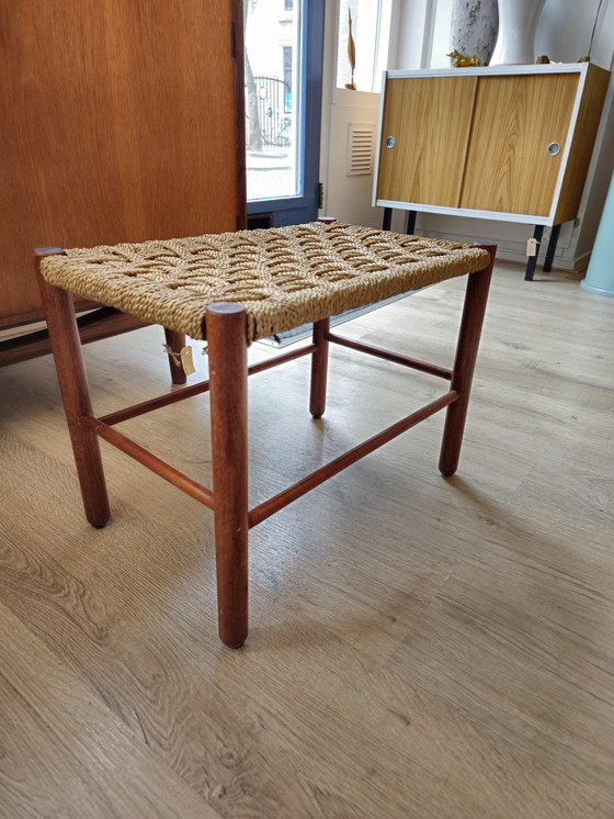 Image 1 of Vintage Papercord Kruk Krukje Voetenbankje Bankje