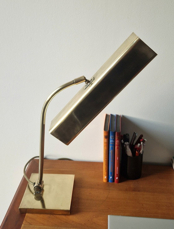 Image 1 of Bankier stijl lamp 1970 Messing
