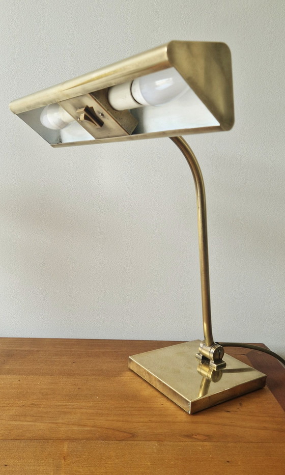 Image 1 of Bankier stijl lamp 1970 Messing
