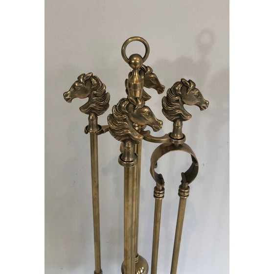 Image 1 of Vintage messing vuurset model Tête de Cheval, Frankrijk 1950