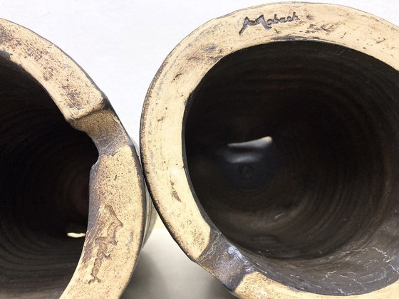 Image 1 of 2 Sculpturen Van Jaan Mobach Studio Keramiek Gesigneerd 60s 70s Design