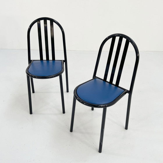 Image 1 of No.222 Stoel Met Blauwe Zitting Door Robert Mallet-Stevens Voor Pallucco, 1980S