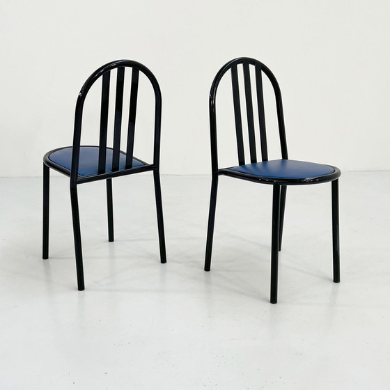 Image 1 of No.222 Stoel Met Blauwe Zitting Door Robert Mallet-Stevens Voor Pallucco, 1980S