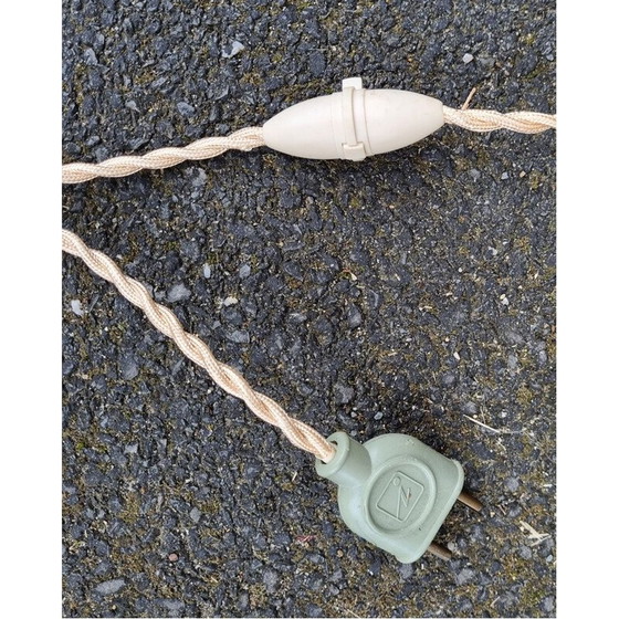 Image 1 of Vintage driepoot vloerlamp in staal, messing en opaline, 1950