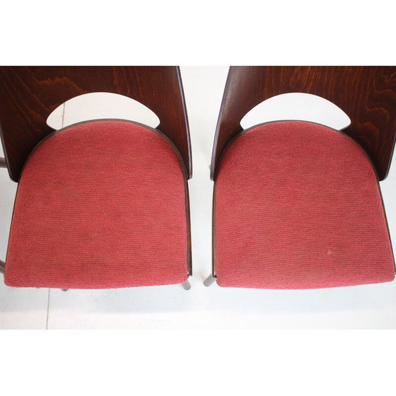 Image 1 of Set van 4 vintage eetkamerstoelen in hout en stof van Oswald Haerdtl voor Thonet, Tsjecho-Slowakije 1960