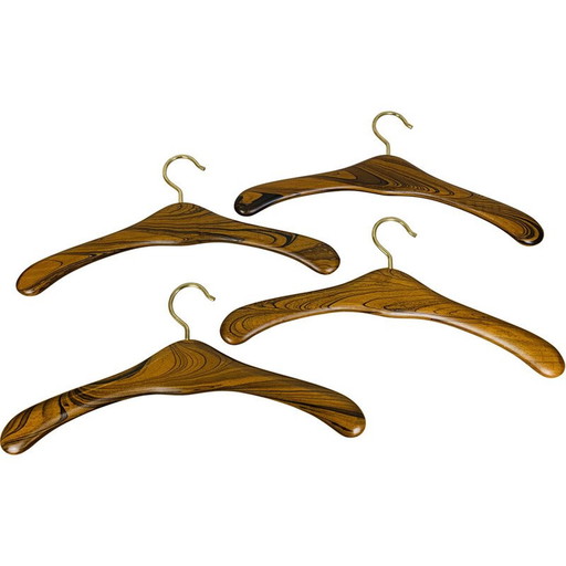 Set van 4 Scandinavische vintage rozenhouten hangers, 1960