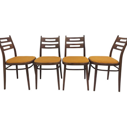 Set van 4 houten stoelen van Ton, Tsjecho-Slowakije 1960