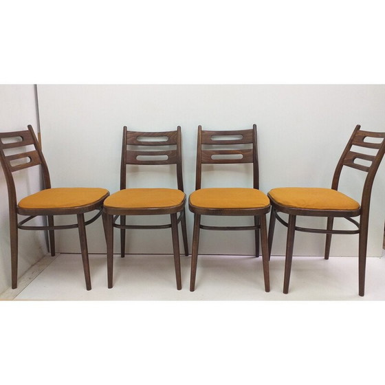 Image 1 of Set van 4 houten stoelen van Ton, Tsjecho-Slowakije 1960