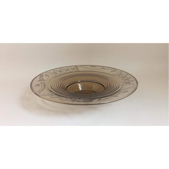 Image 1 of Vintage Art Deco beker in gerookt bruin glas