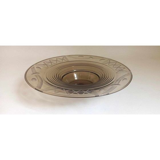 Image 1 of Vintage Art Deco beker in gerookt bruin glas