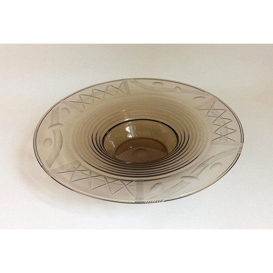 Image 1 of Vintage Art Deco beker in gerookt bruin glas