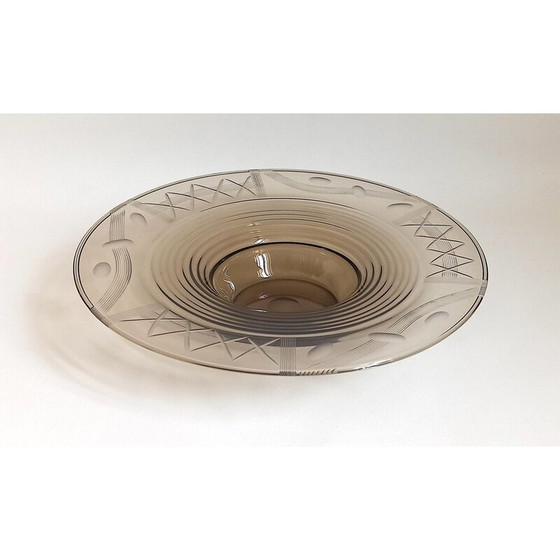 Image 1 of Vintage Art Deco beker in gerookt bruin glas