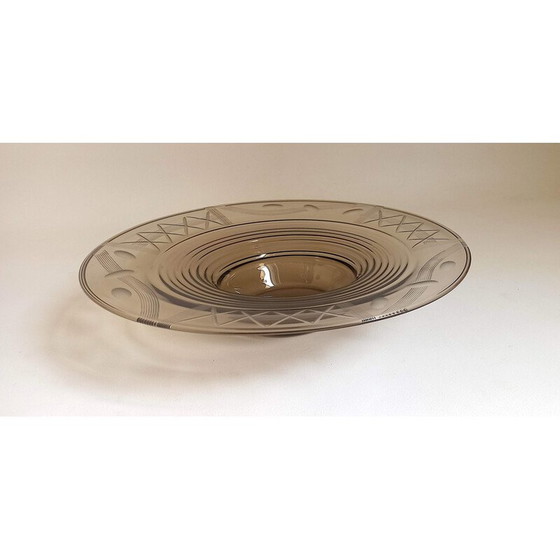 Image 1 of Vintage Art Deco beker in gerookt bruin glas