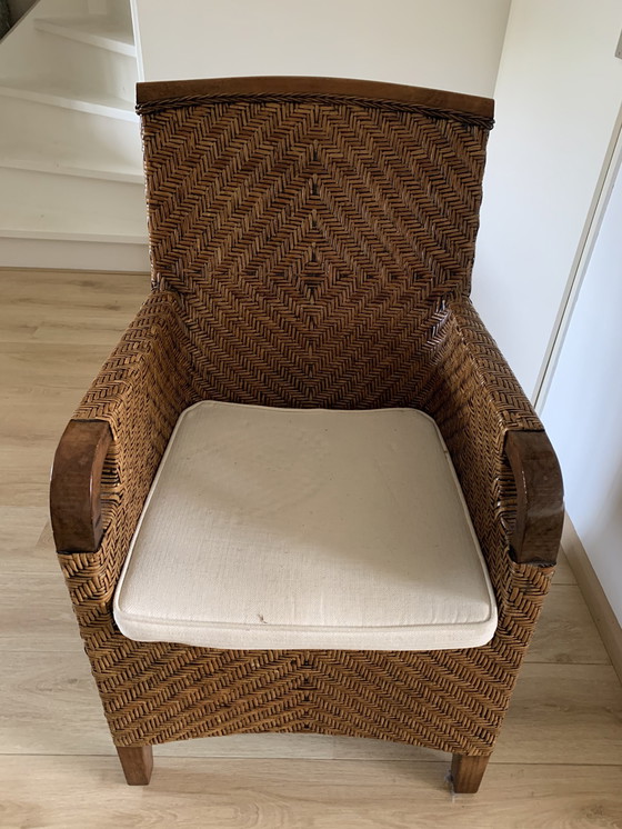 Image 1 of Een Prachtige Rotan Fauteuil Met Een Ecrukleurig Kussentje