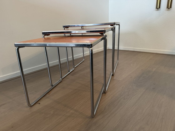 Image 1 of Brabantia Nesting Tables, Met Omkeerbaar Blad Oranje/Wit