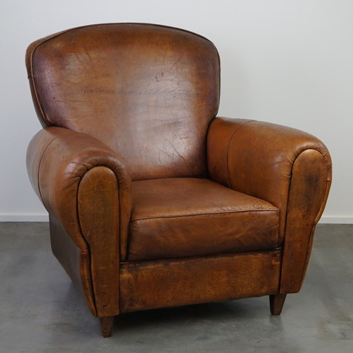 Schapenleren Art Deco design armchair/fauteuil