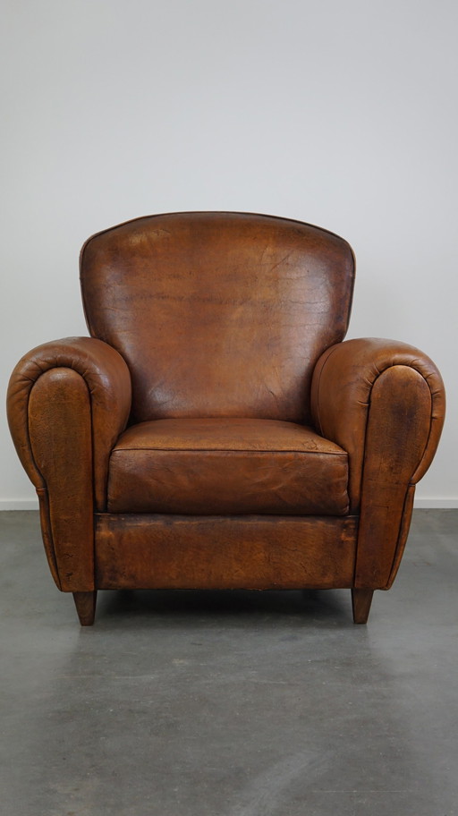 Schapenleren Art Deco design armchair/fauteuil