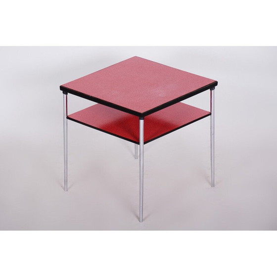 Image 1 of Rode vintage salontafel in chroom en formica, 1940