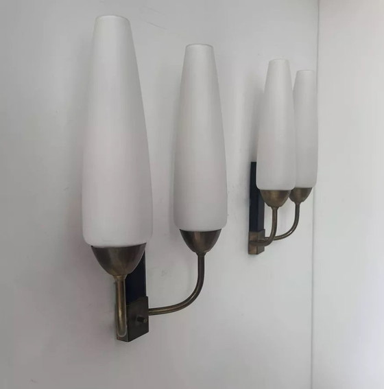 Image 1 of 2X Vintage dubbele wandlamp