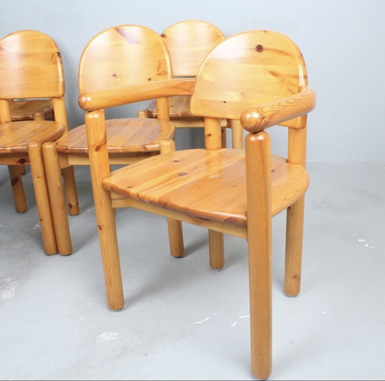 Image 1 of 6x Daumiller Eetkamerstoelen Brutalistisch Mid Century