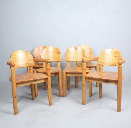 6x Daumiller Eetkamerstoelen Brutalistisch Mid Century