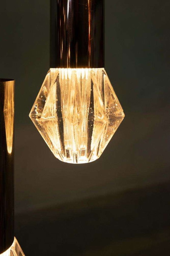 Image 1 of Space age glazen hanglampen, 70s minimalist glass pendants