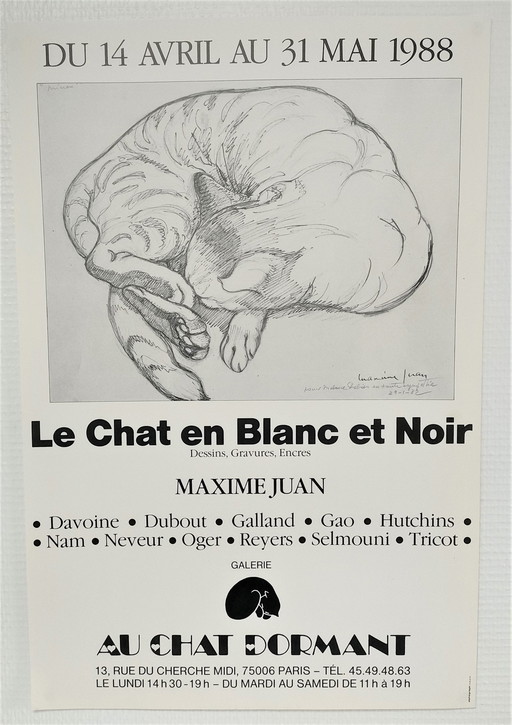 Le Chat Blanc Et Noir Parijs 1988 tentoonstellingsaffiche