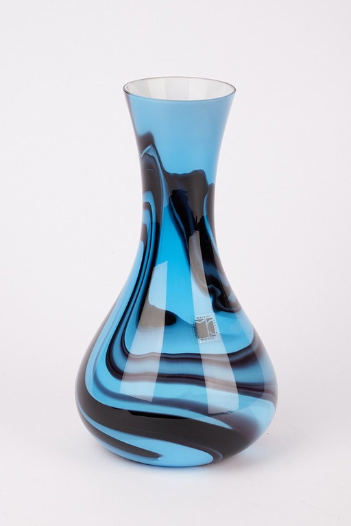 Carlo Moretti Blauwe glazen vaas 70s Murano