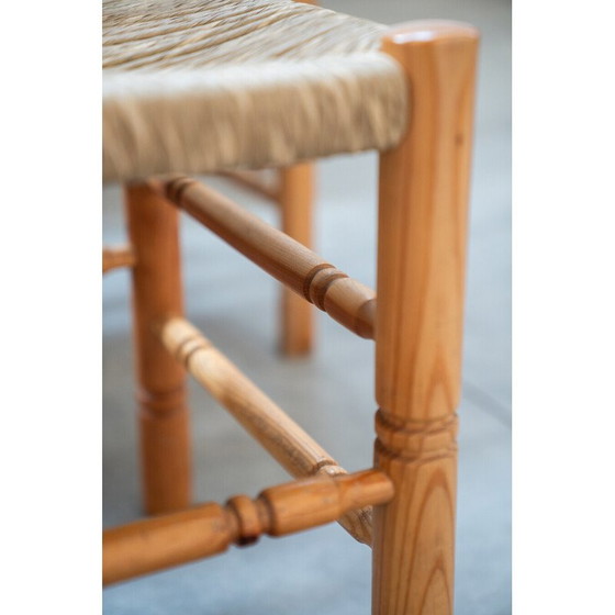 Image 1 of Set van 12 vintage rustieke grenen stoelen, Italië 1990