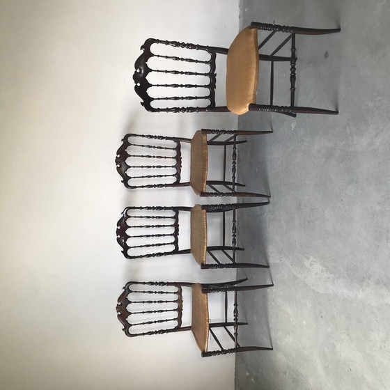 Image 1 of Set van 4 Chiavari vintage rieten stoelen, Italië 1950