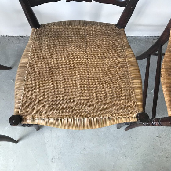 Image 1 of Set van 4 Chiavari vintage rieten stoelen, Italië 1950