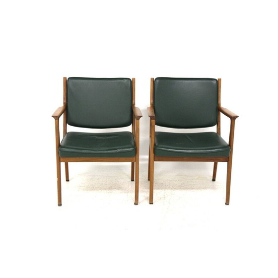 Image 1 of Paar vintage leren fauteuils van Karl Erik Ekselius, Zweden 1960