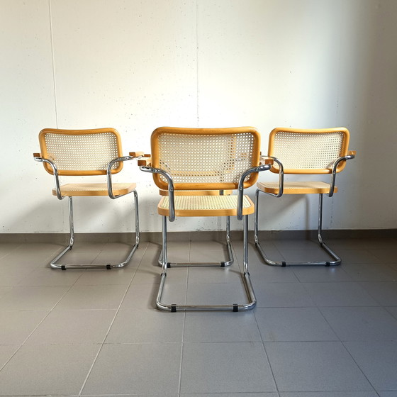 Image 1 of Set van 4 Vintage Cesca Stoelen "Made In Italy" Met Armleuningen