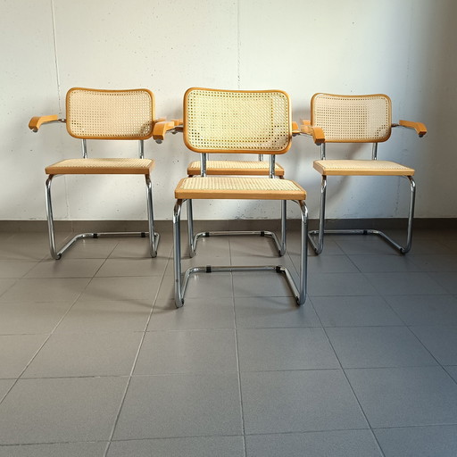 Set van 4 Vintage Cesca Stoelen "Made In Italy" Met Armleuningen