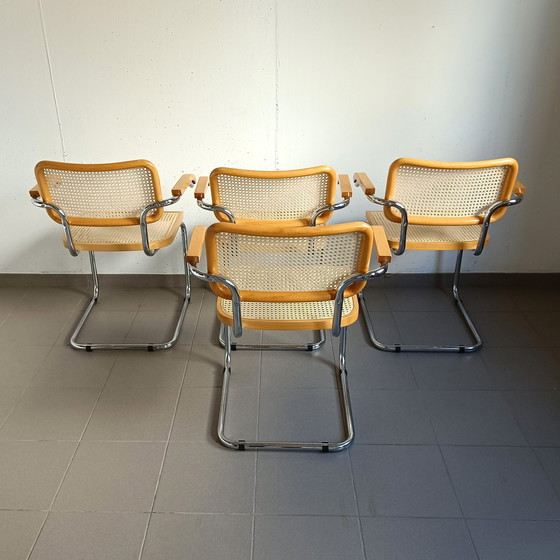 Image 1 of Set van 4 Vintage Cesca Stoelen "Made In Italy" Met Armleuningen