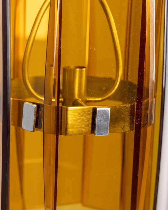 Image 1 of Vintage 60S kroonluchter in amber glas Italiaans ontwerp