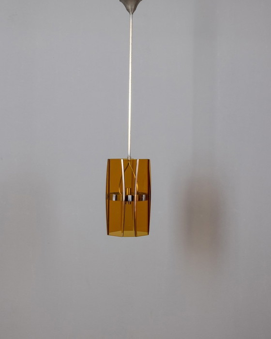 Image 1 of Vintage 60S kroonluchter in amber glas Italiaans ontwerp