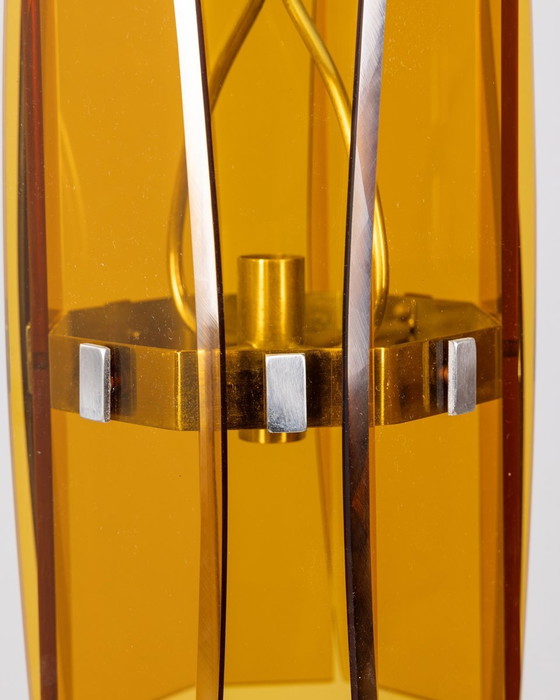 Image 1 of Vintage 60S kroonluchter in amber glas Italiaans ontwerp