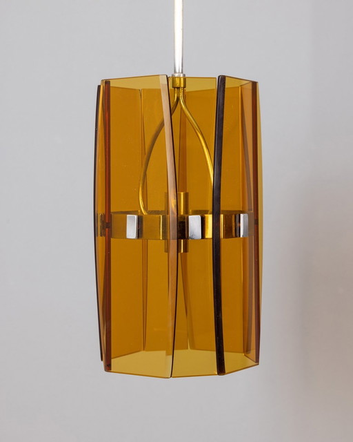 Vintage 60S kroonluchter in amber glas Italiaans ontwerp