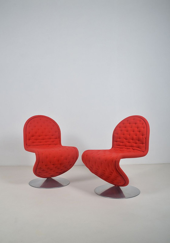 Image 1 of Set 1-2-3 System stoelen door Verner Panton voor Fritz Hansen, jaren '70