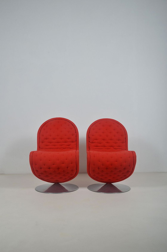 Image 1 of Set 1-2-3 System stoelen door Verner Panton voor Fritz Hansen, jaren '70