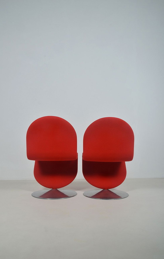 Image 1 of Set 1-2-3 System stoelen door Verner Panton voor Fritz Hansen, jaren '70