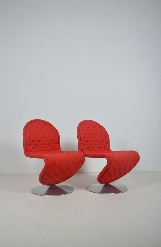 Image 1 of Set 1-2-3 System stoelen door Verner Panton voor Fritz Hansen, jaren '70