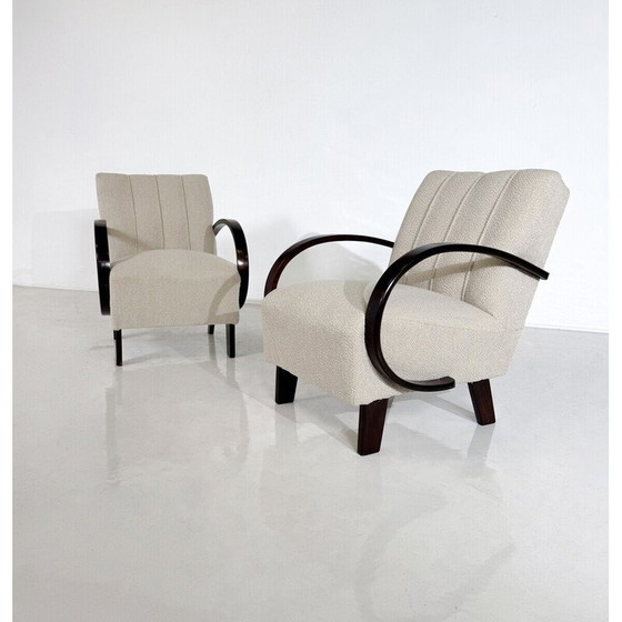 Image 1 of Paar vintage gebogen houten fauteuils van Jindrich Halabala, Tsjecho-Slowakije 1940